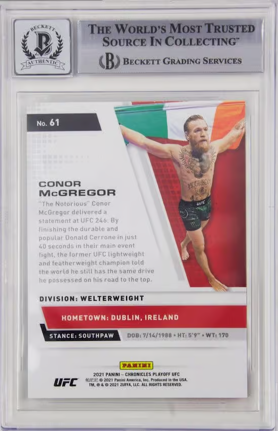 Conor McGregor Signed 2021 Panini Playoff UFC #61 – BGS 10 Autograph